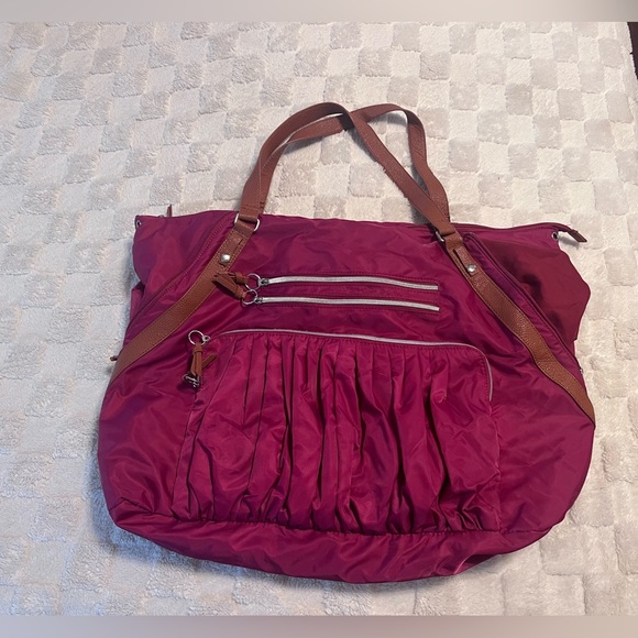 Sondra Roberts Handbags - Sondra Roberts Pink Baby Bag with Brown Straps